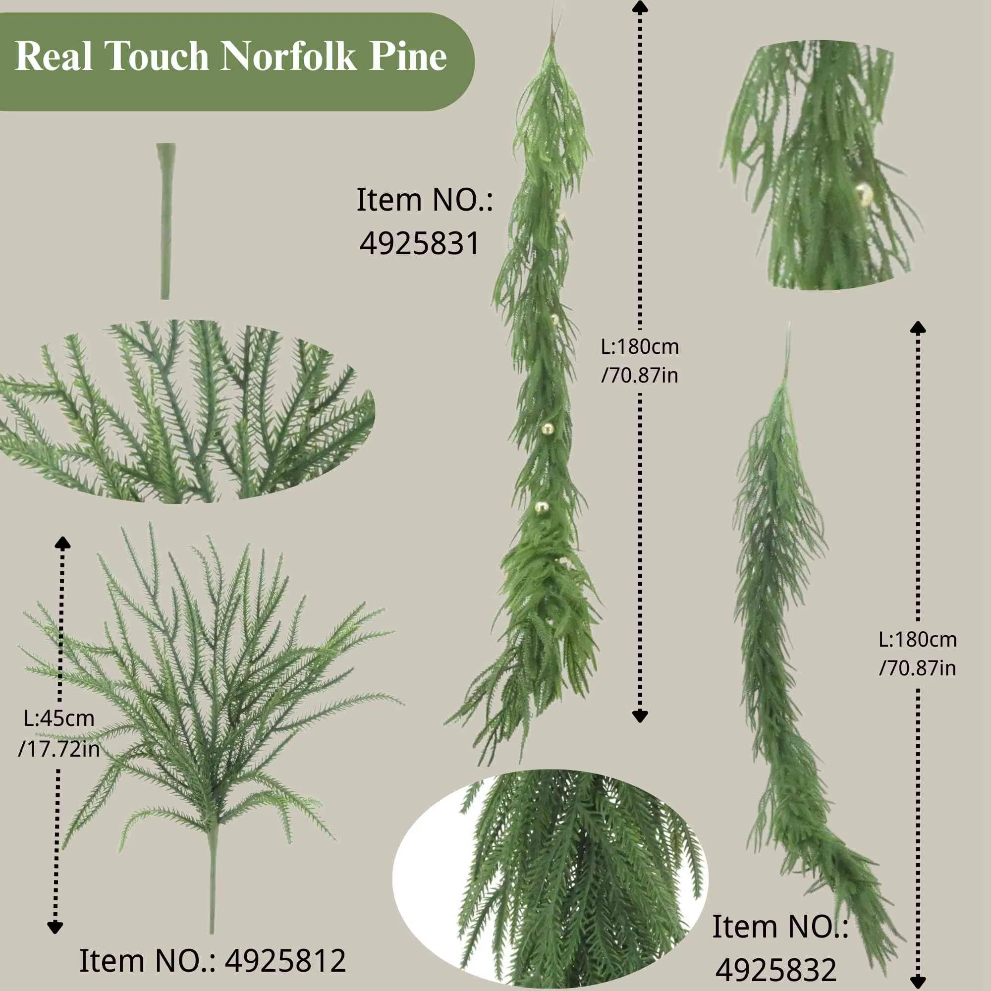 Bulk Deluxe Norfolk Pine Table Centerpiece Garland Wreath Home Christmas Decoration