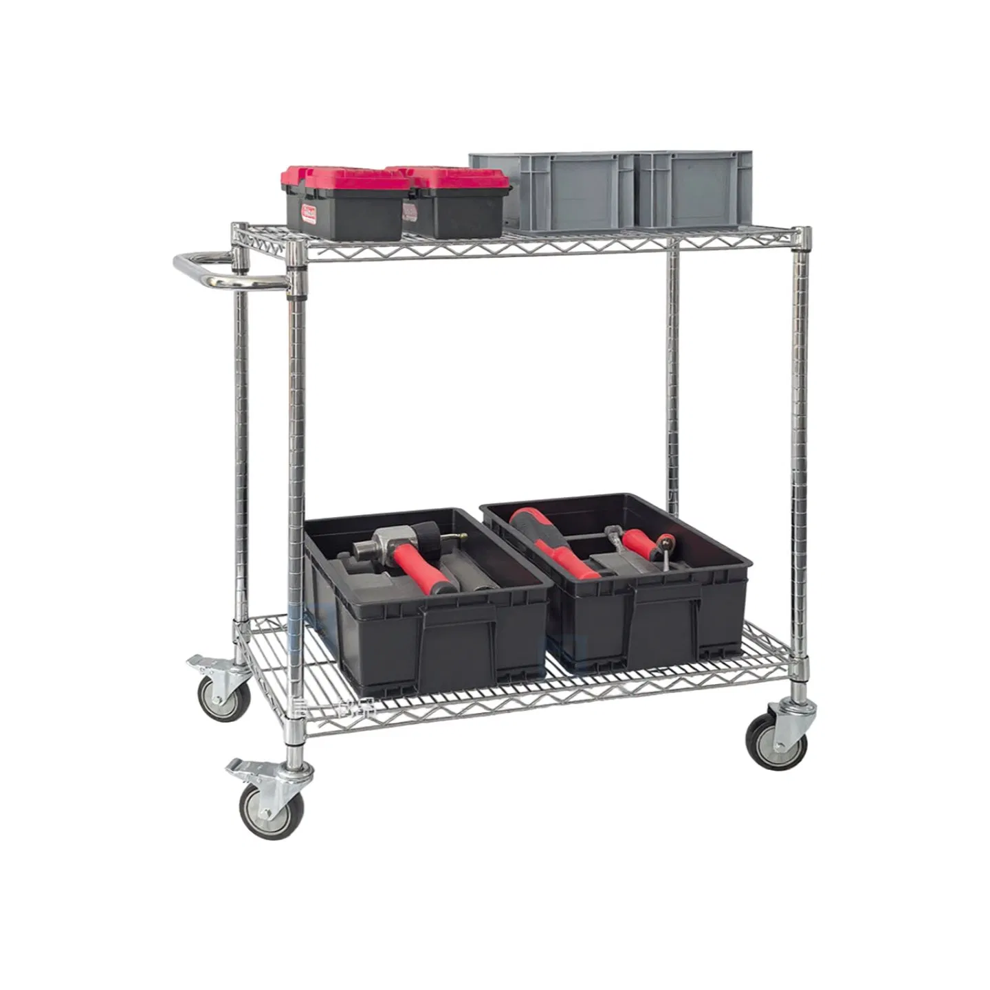 Multi-Layer Wire Mesh Shelving Unit with Wheels for Warehouses