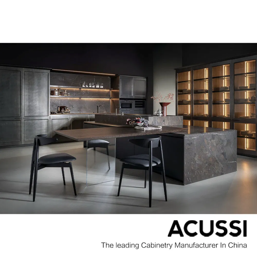 Glass Transparency Odor-Proof Aluminum Frame Glass Kitchen Furniture for Luxury Showrooms