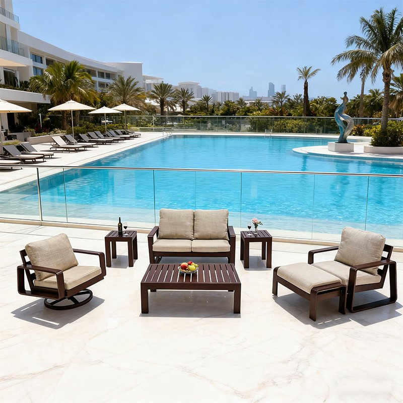 Modern Simple Durable with Cushion Metal/Aluminum Villa Resort Hotel/Coffee Sofa Furniture Set Price for Patio/Outdoor/Garden