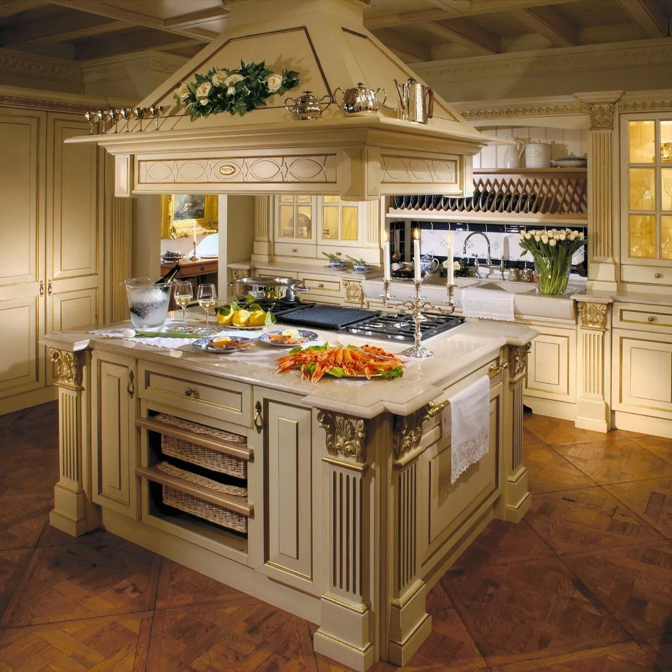 High End Quality Classical Solid Wood Modern Kitchen Cabinet Kitchen Furniture