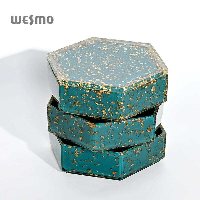Multifunctional Dark Green Home Decoration Table Storage Boxes Organization
