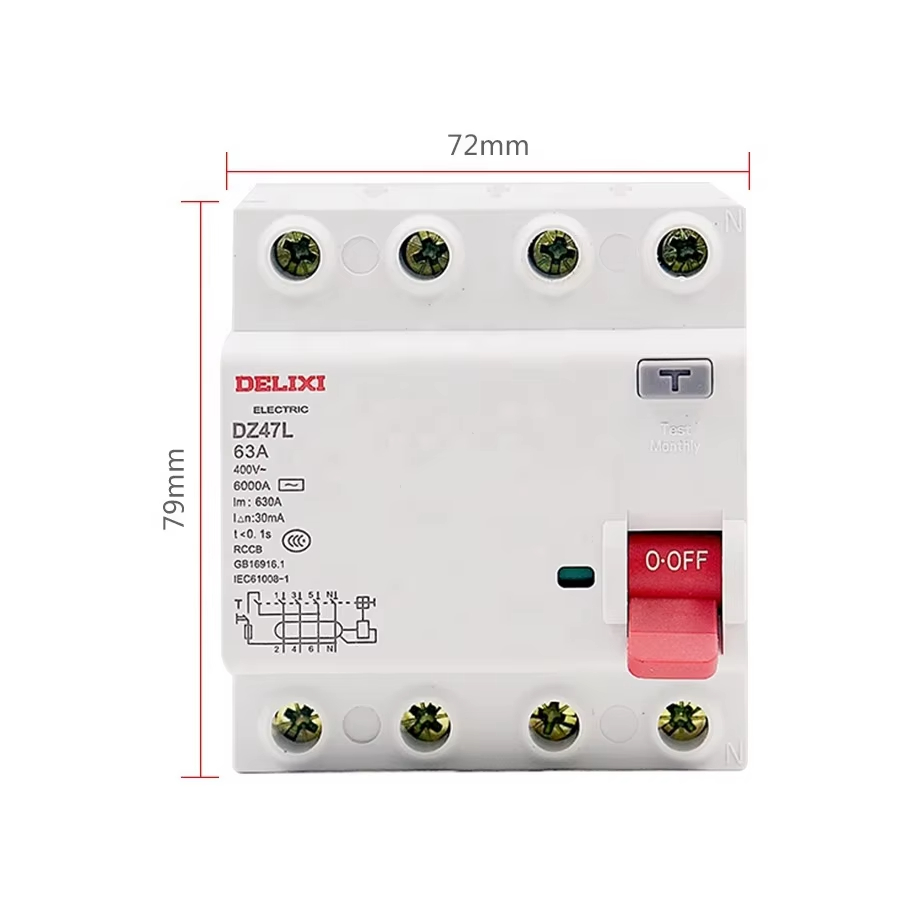 Delixi DZ47L 16A/C20 MCB 2P Thermal Residual Current Breaker With Leakage Protection Copper Material