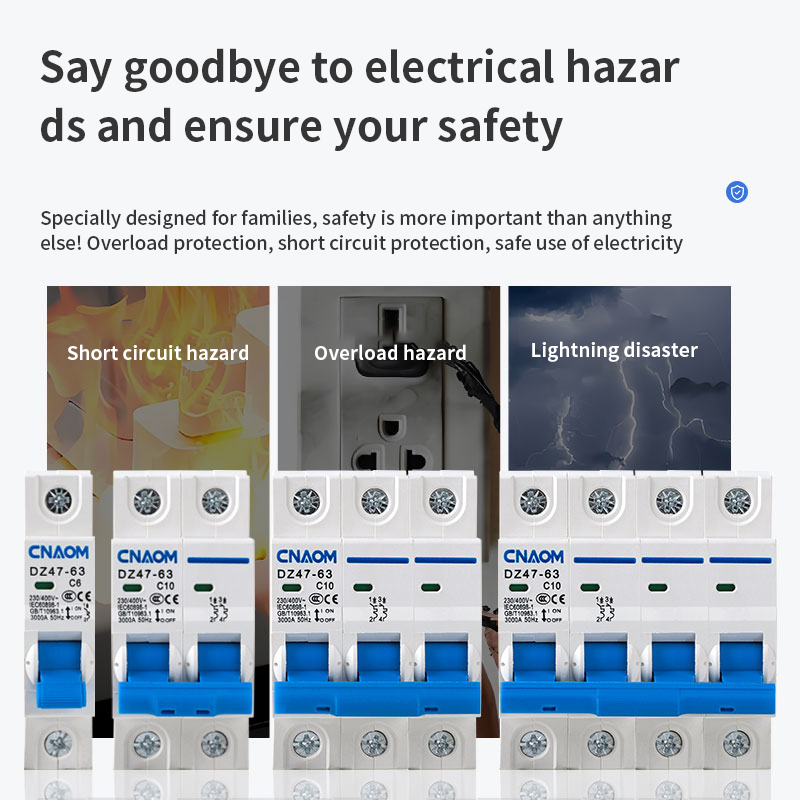 Hot Selling Miniature Circuit Breaker DZ47-63 Power Circuit Breaker 1p 2p 3p 4p Household air Leakage protection Device