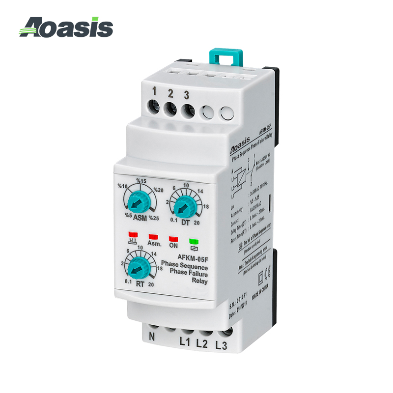 A FKM-05F Phase Sequence Phase Failure Relay 380VAC 5% To 25% Asymmetry 0.1s To 20s Reset Time