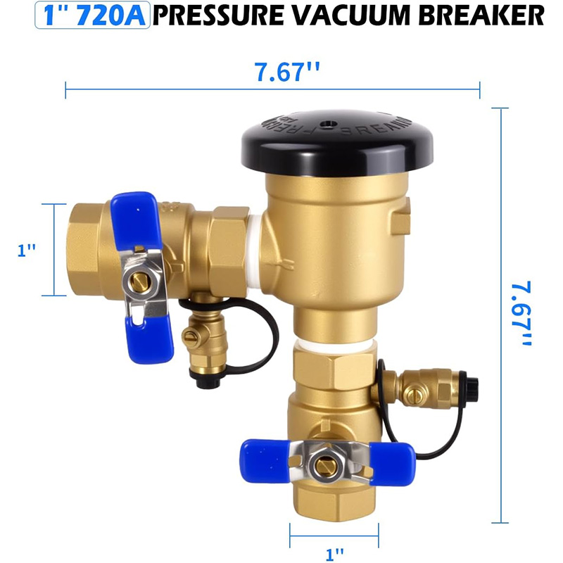 1 1/4" 720A Pressure Vacuum Breaker Max 400PSI Backflow Preventer Freeze Sensor Anti-Siphon For Lawn Irrigation Cooling Systems
