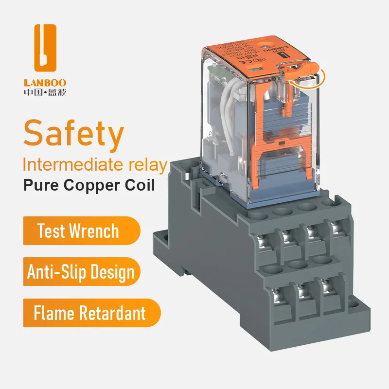 LANBOOmanufacturer Of Relay 14pin 12DC 24VDC 220VAC Intermediate Relay Industrial Relay 5A With Base