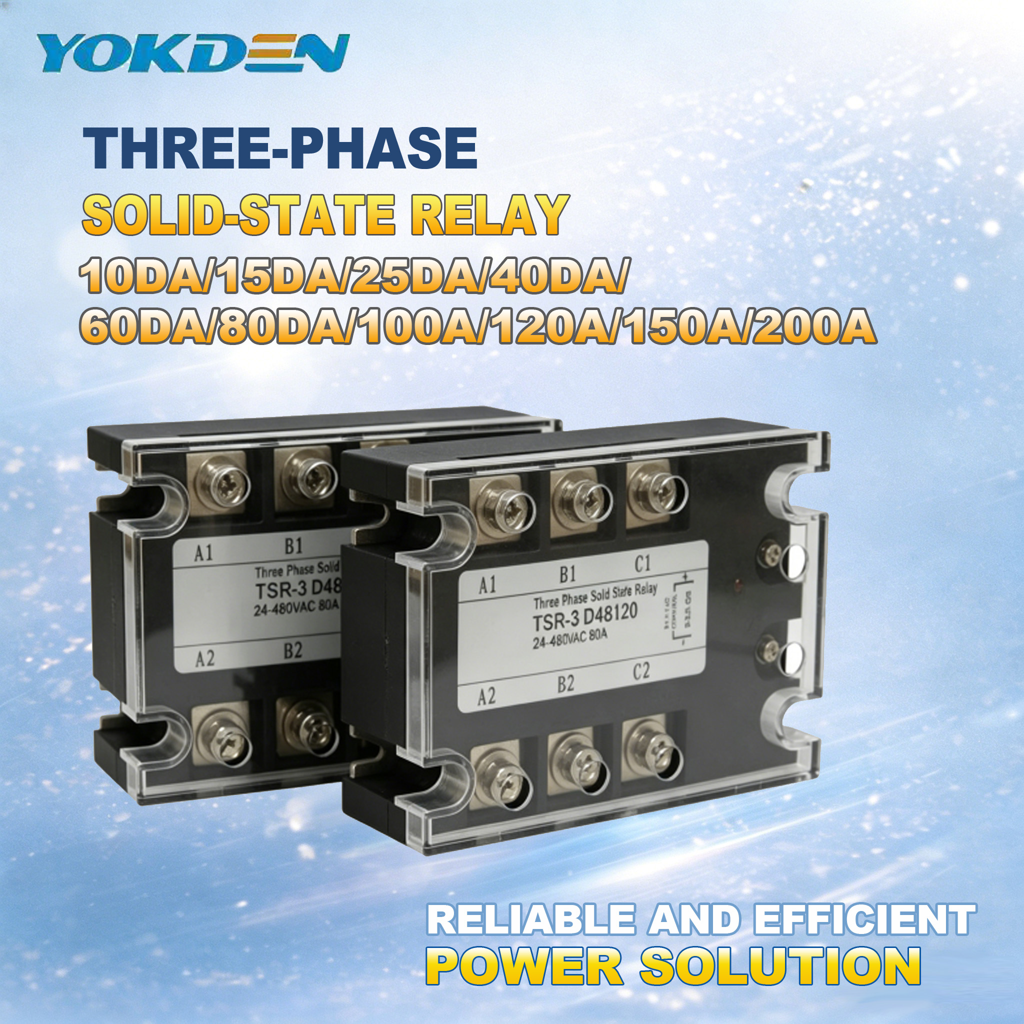 Three Phase Solid State Relay SSR 10A-200A DC Control 24-480VAC Contactless AC Relay TSR-10DA TSR-80DA