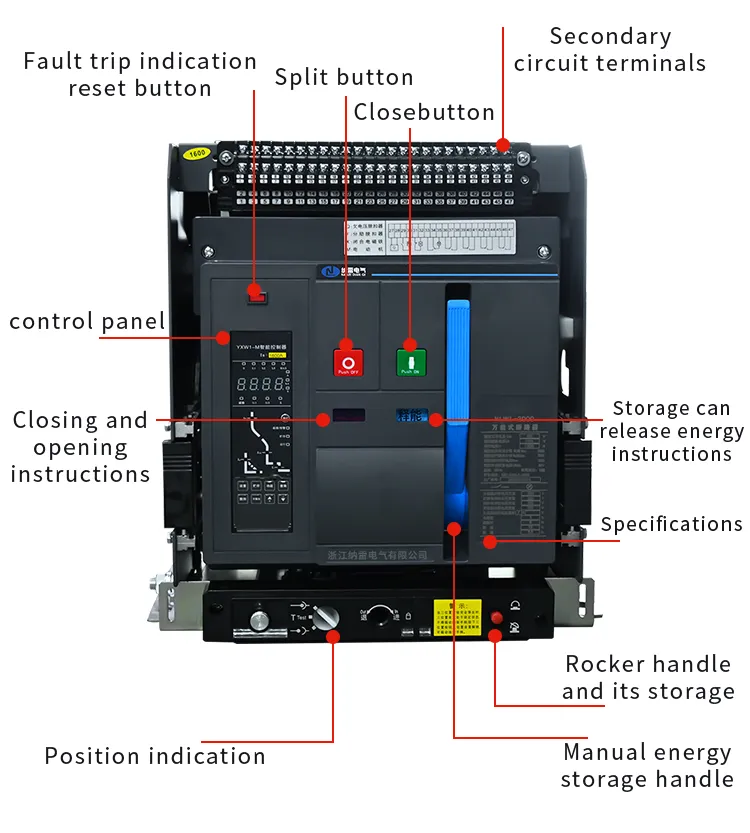 Intelligent Universal Air Main Switch Frame Drawer Type Circuit Breaker Low Voltage Dw45/Cw1-2000/3p4p
