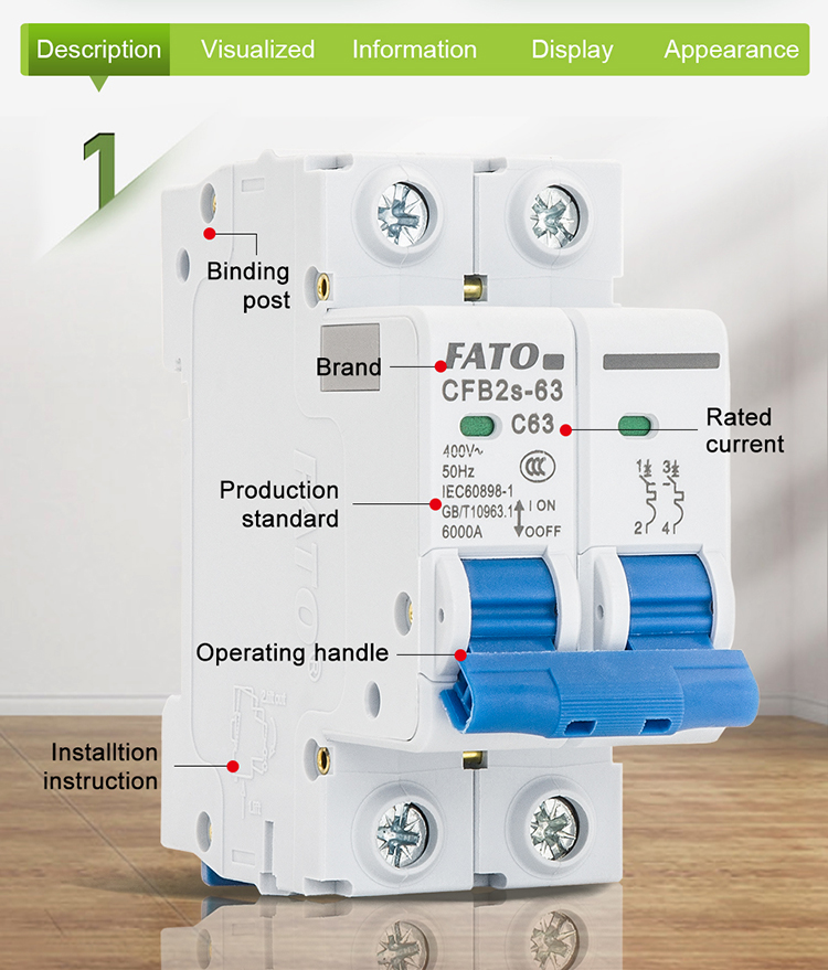 FATO MCB Electrical Miniature Circuit Breaker Overloads and Short Circuits Protection