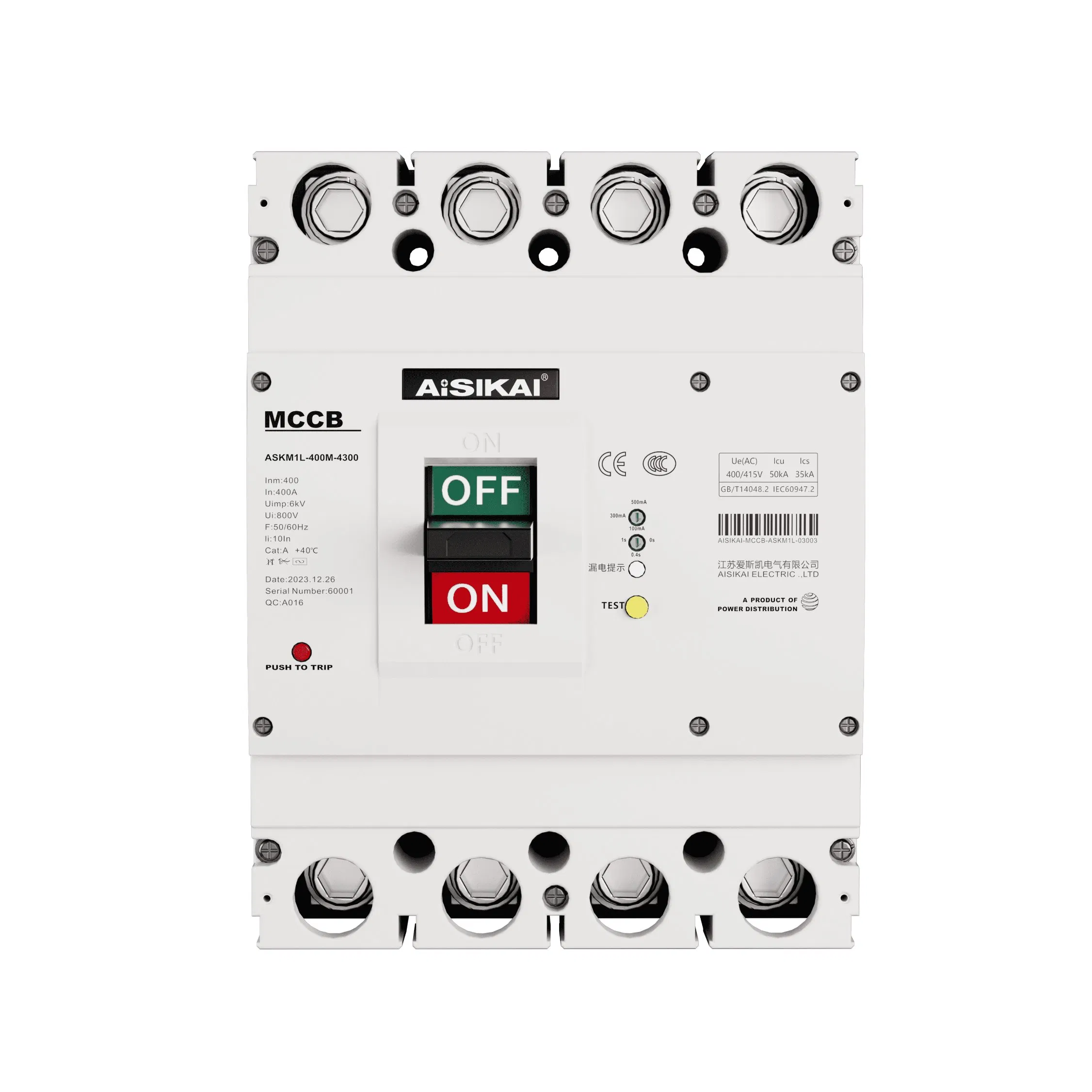 63A-800A 3p 4p MCCB Thermal-Magnetic Electronic Leakage Protection Molded Case Circuit Breaker