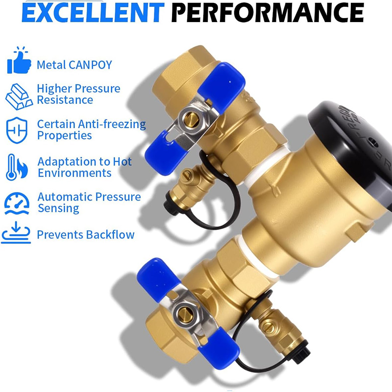 1 1/4" 720A Pressure Vacuum Breaker Max 400PSI Backflow Preventer Freeze Sensor Anti-Siphon For Lawn Irrigation Cooling Systems