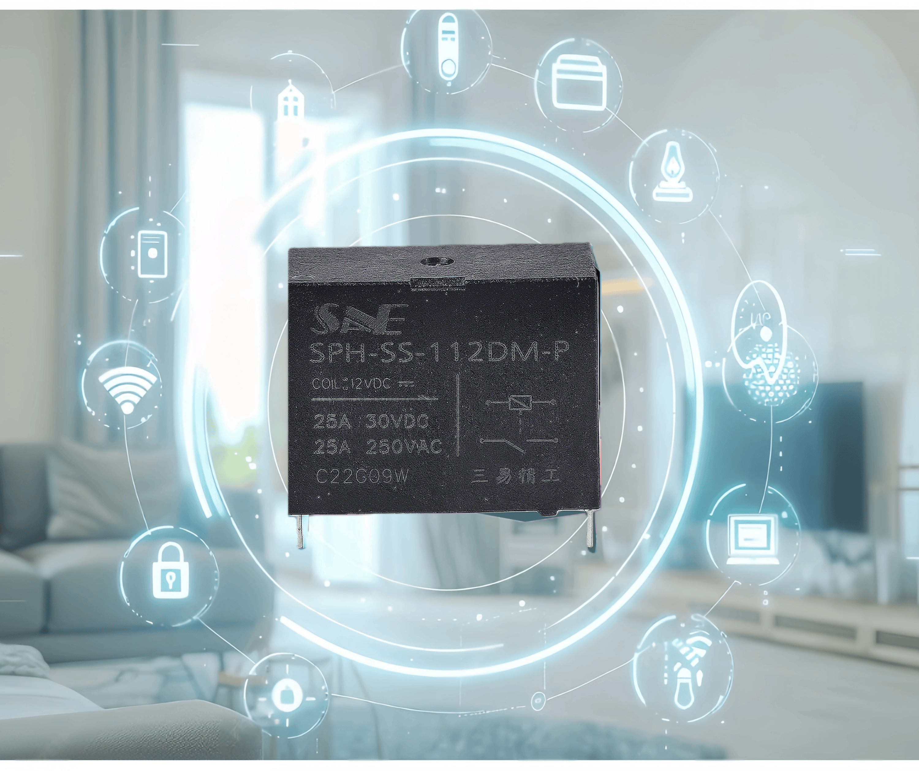 SNE SPH-112-112DM-P 25A Thermal Overload PTC Start 3-Pin Smart Home Compact Power Relay Set