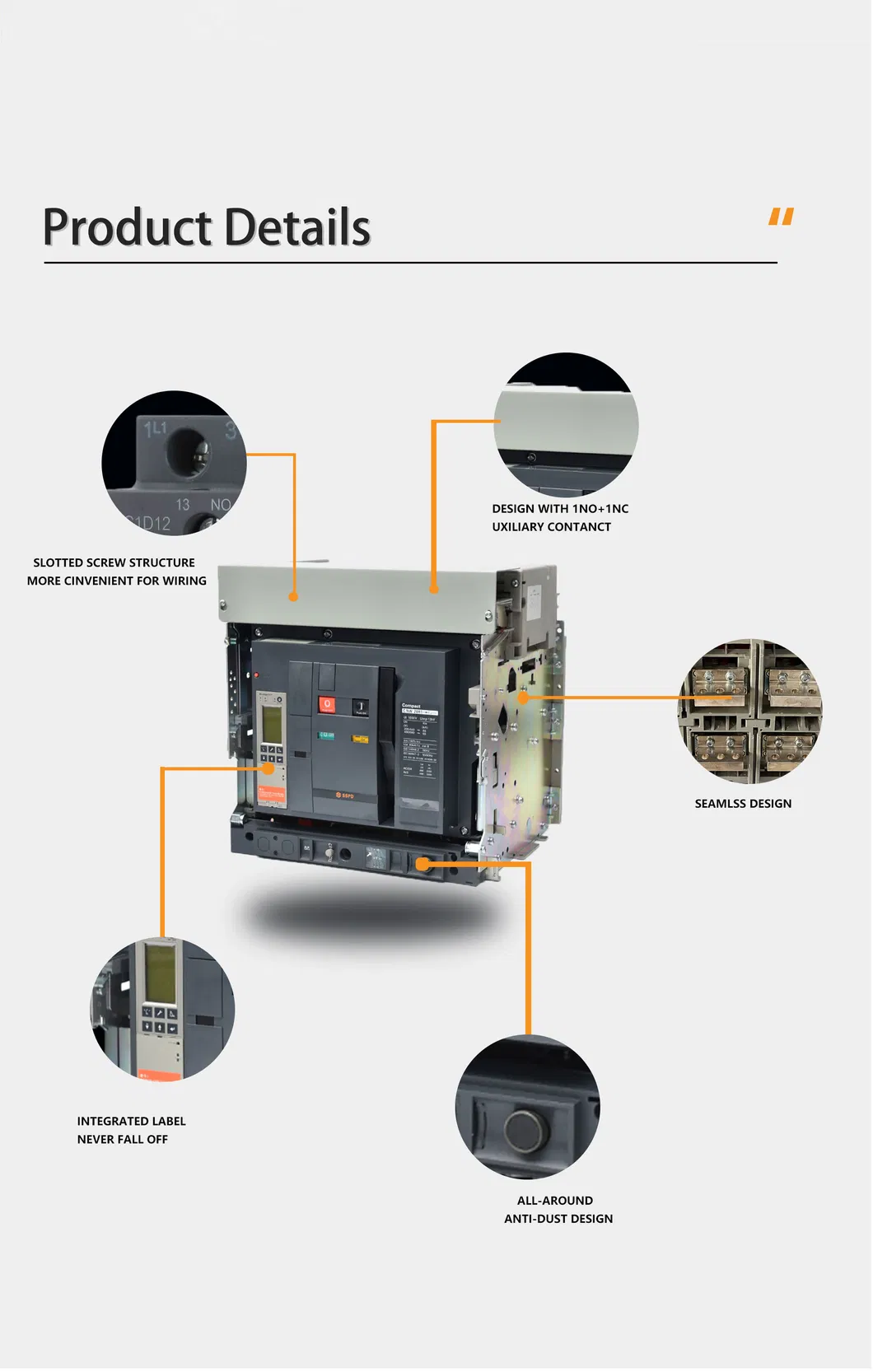 Sspd Nt 1600A Air Circuit Breaker 3p Fixed Type Acb Low Voltage Industrial Circuit Breaker