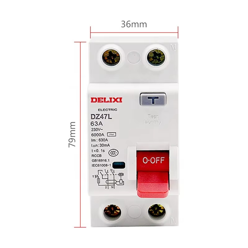 Delixi DZ47L 16A/C20 MCB 2P Thermal Residual Current Breaker With Leakage Protection Copper Material