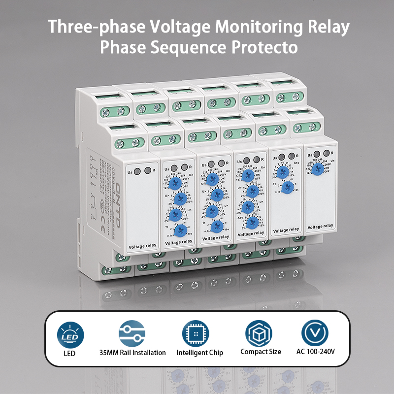 CNTD CDV6-416P IP20 Three-Phase Voltage Monitoring Switch 460VAC 45-65Hz Epoxy Protected DPDT Phase Sequence Protector 16A 460V