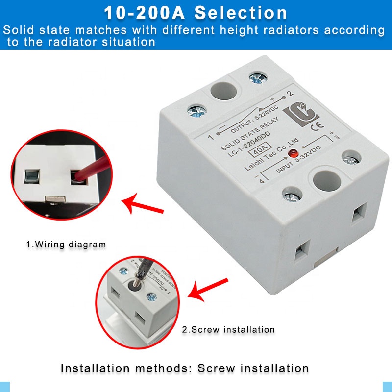 Solid State Switch 10A 25A 40A 60A 80A 90A 100A 120A SSR DA/DD/AA Single Phase Solid State Relay