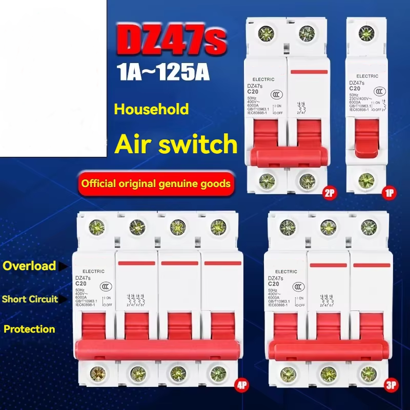 Mini Circuit Breakers DZ47s 3P 2-Pole 25A Rated Current Miniature Circuit Breaker with LI Protection
