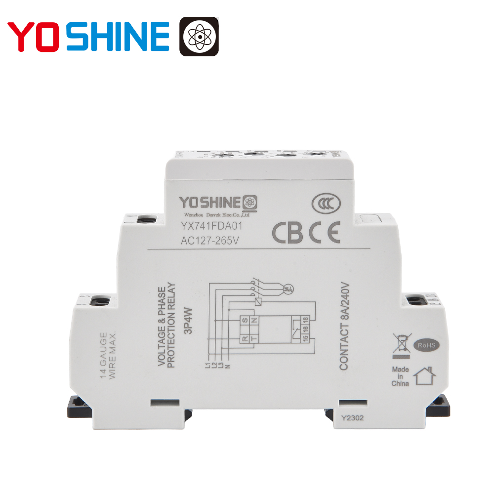 Yoshine YX741FDA01 SPDT 3P4W Sealed Miniature Phase Failure and Sequence Asymmetrical Voltage Protection Relay