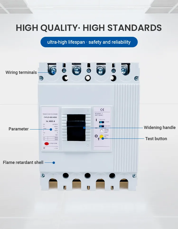 Durable Thermal Magnetic MCCB Molded Case Circuit Breaker 63A 125A 250A 400A 630A 800A 1000A 1250A 1600A