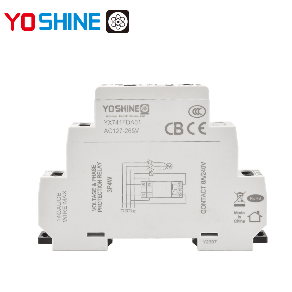 Yoshine YX741FDA01 SPDT 3P4W Sealed Miniature Phase Failure and Sequence Asymmetrical Voltage Protection Relay
