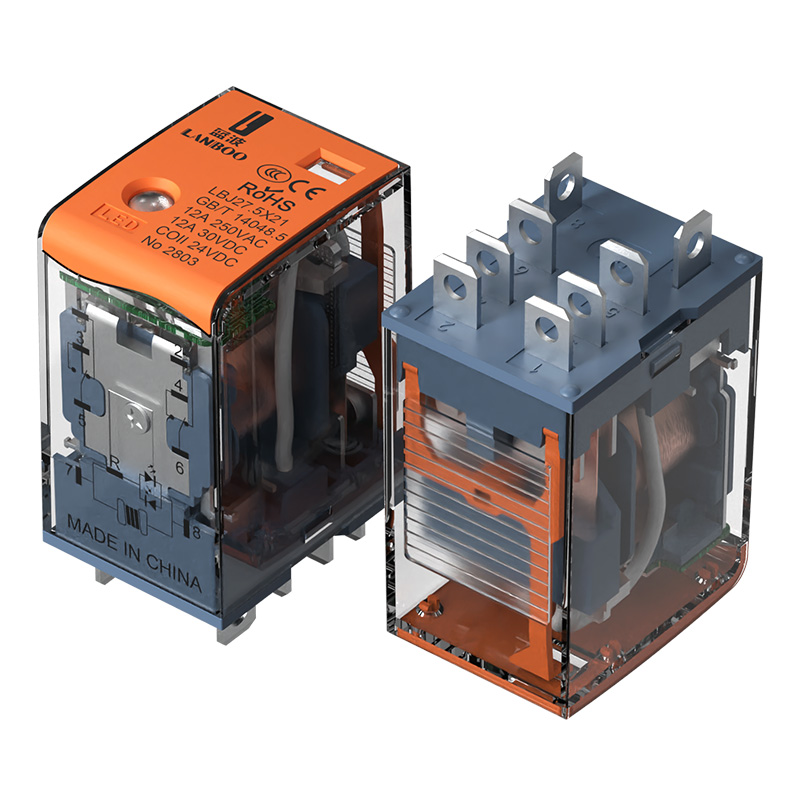 LANBOO Small Intermediate Electromagnetic Relay F18 HH54 MY AC DC 12 24 220V Big 8 Feet Transparent Rele 8 Pines