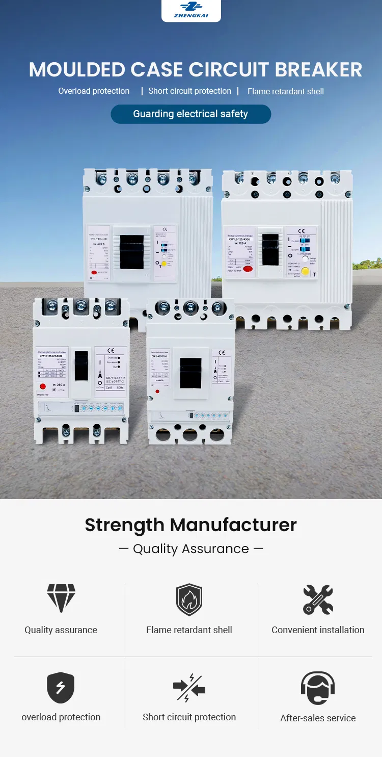 Durable Thermal Magnetic MCCB Molded Case Circuit Breaker 63A 125A 250A 400A 630A 800A 1000A 1250A 1600A