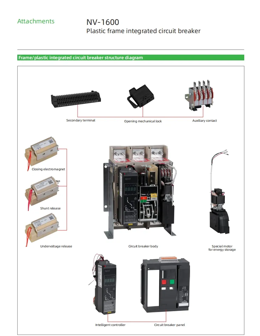 Frame-Mounted Molded Case Integrated Circuit Breaker Electric M-Type Controller 4p 1600A Replaces Molded Case Circuit Breaker Ns800