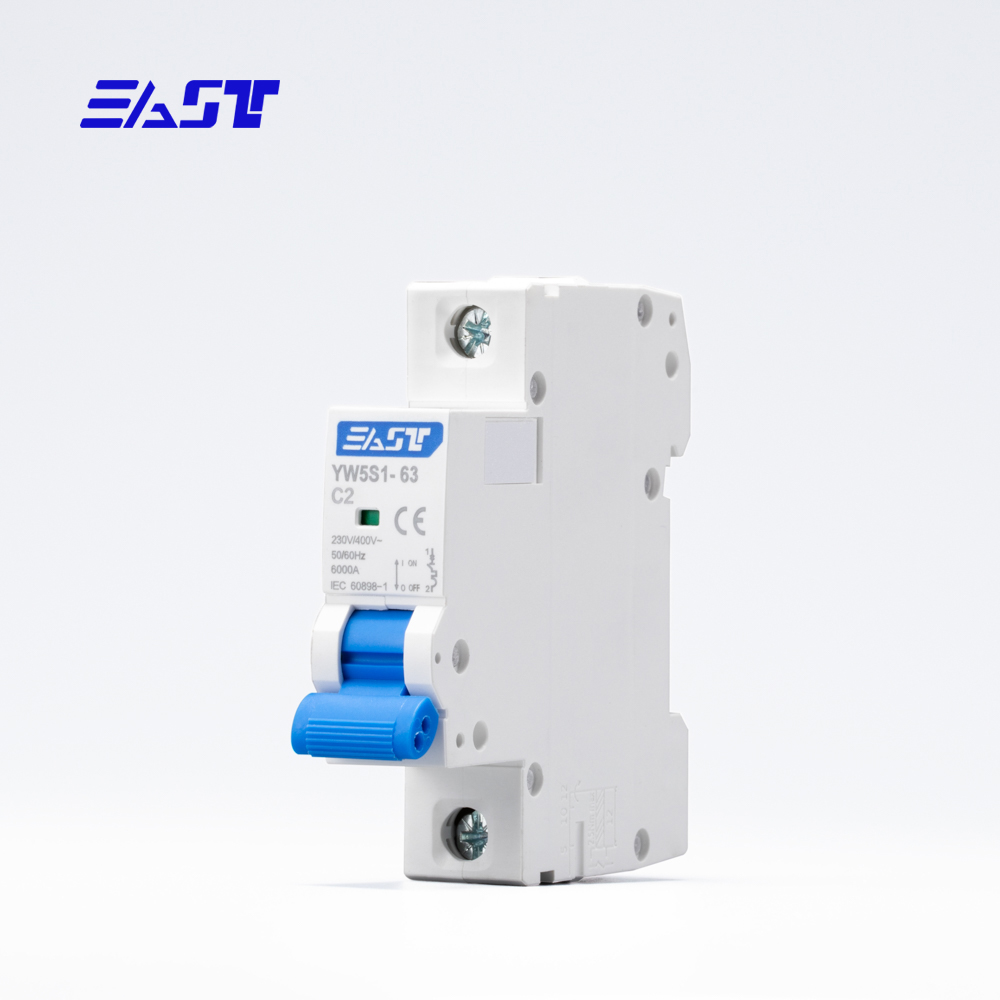 EAST Industrial Grade CE Certified YW5S1 1P 10KA 1A-63A DIN Rail Miniature Circuit Breaker MCB for Factory Use