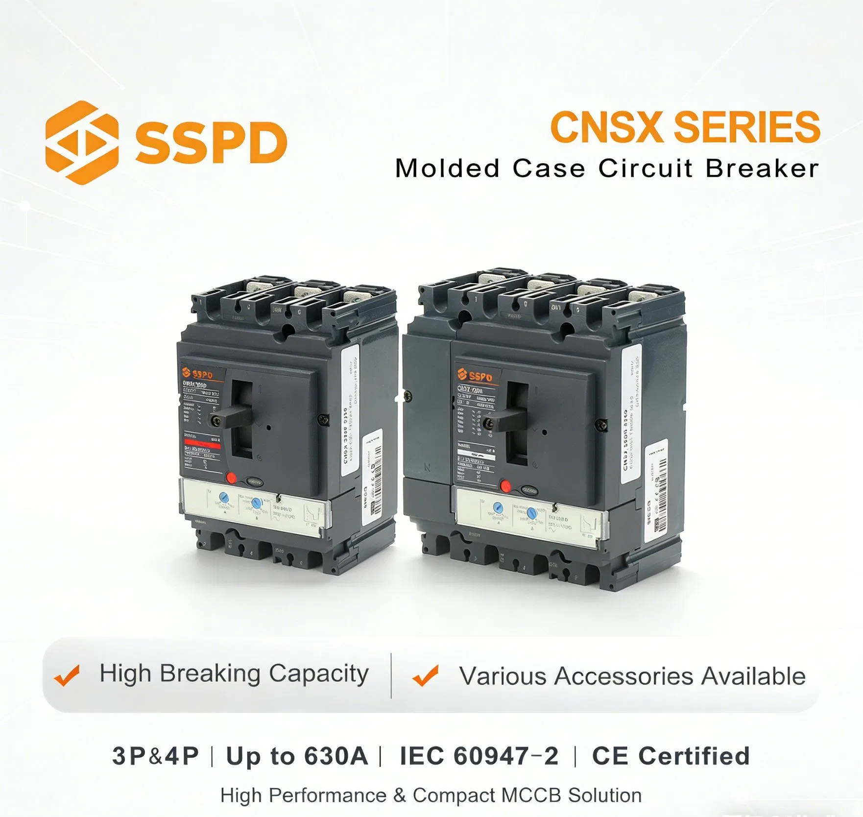 Compact 4 Pole MCCB Nsx250n 250A Molded Case Circuit Breaker with Trip Coil Adjustable Protection