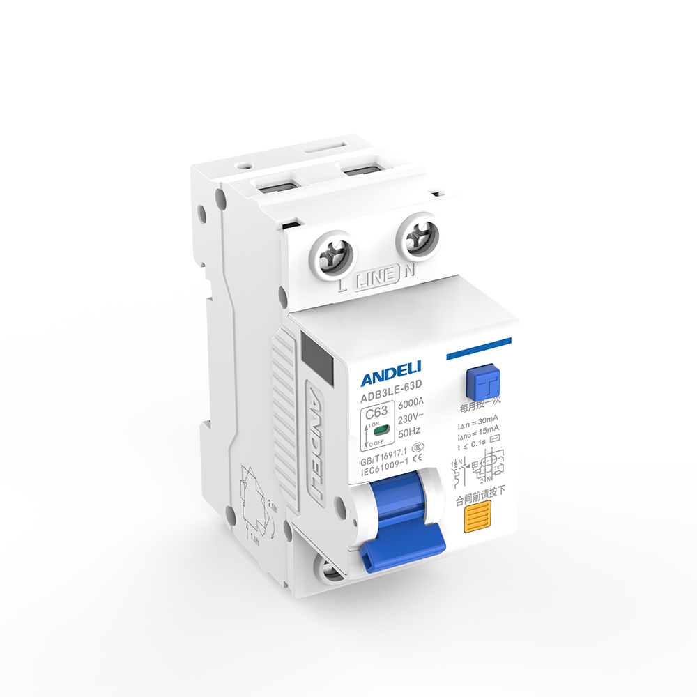ANDELI ADB3LE-63D 1P 25A 63A Breaking Capacity Copper Material Miniature Circuit Breaker (MCB) Rail Mounting Leakage Protection