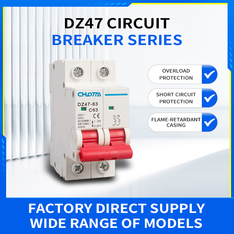 LONGTAI DZ47-63 2P 16A-63A 3KA 4KA 400V AC C Type MCB Miniature Circuit Breaker PA66 Material CE Certified Din Rail Mounted OEM