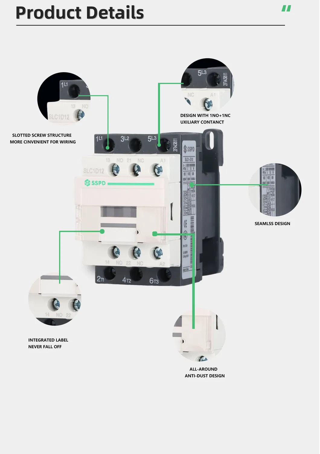 LC1d40 40A AC Contactor 220V Coil 3 Phase Magnetic Contactor 5