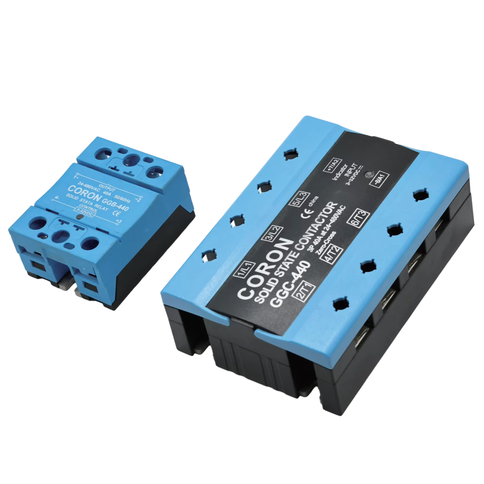 CORON Solid State Relay SSR Single/Three-Phase DC-AC 3-32VDC 90-250VAC 90-280VAC 10A-40A Load Current Non-contact Mounting