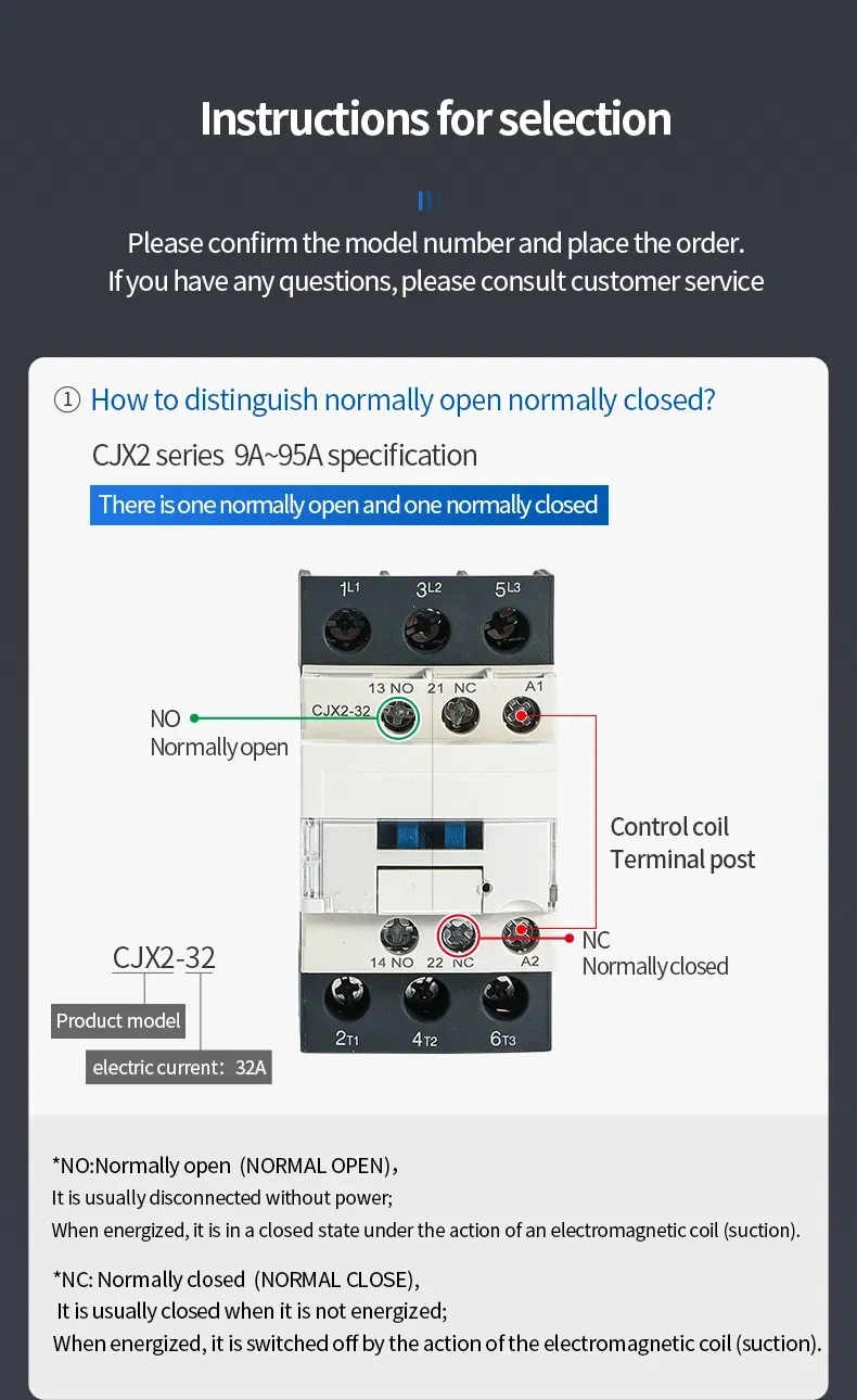 AC Contactor Dimensions and configurations