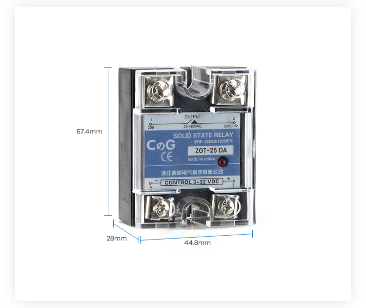 CG SSR-25DA 24-480VAC to 3-32VDC Single Phase DC-AC SSR 25A Solid State Relay