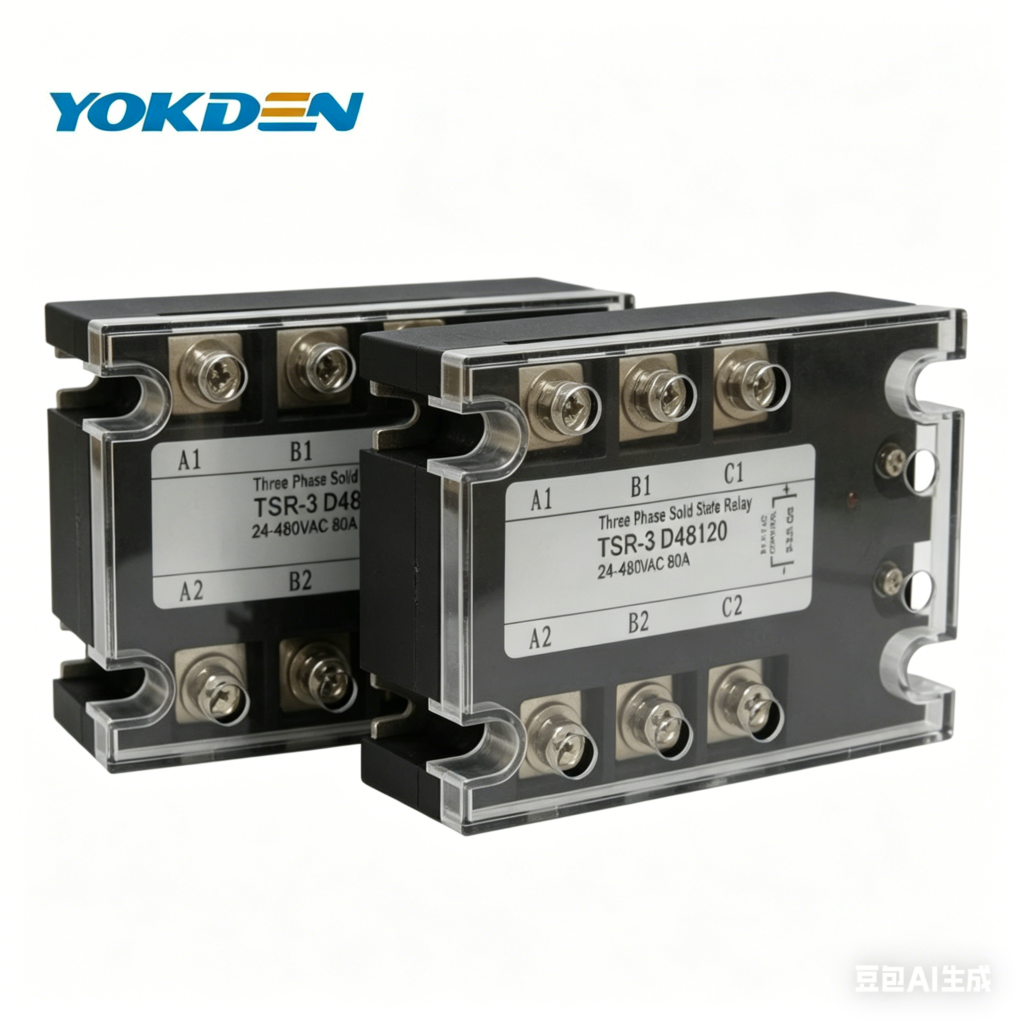 Three Phase Solid State Relay SSR 10A-200A DC Control 24-480VAC Contactless AC Relay TSR-10DA TSR-80DA
