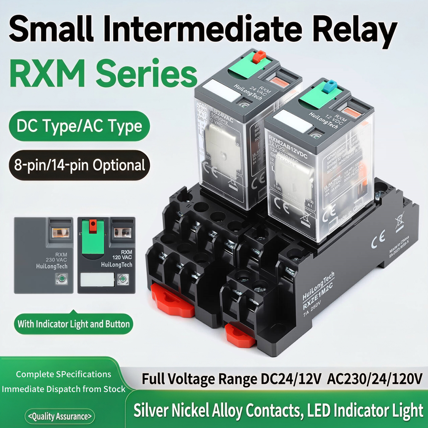 Power Relay 8-Pin 14-Pin Intermediate Relay With 5A Electromagnetic Relay Mini Power For 24VAC/110VAC/220VAC 5A 14-Pin