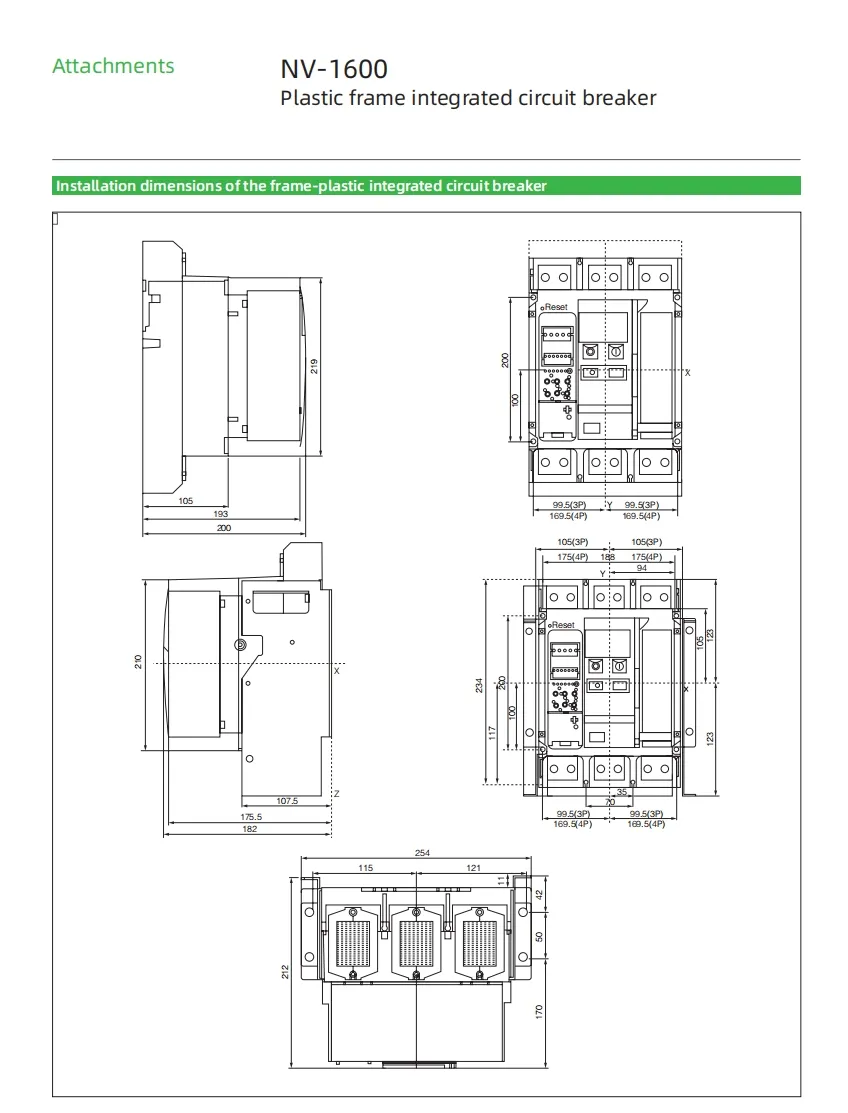 Frame-Mounted Molded Case Integrated Circuit Breaker Electric M-Type Controller 4p 1600A Replaces Molded Case Circuit Breaker Ns800