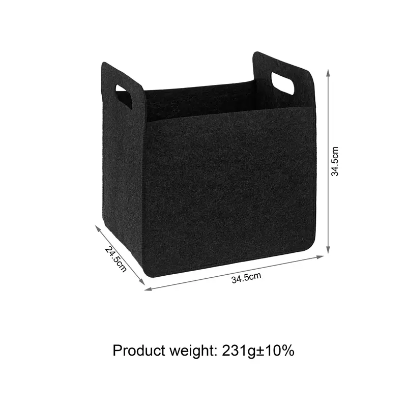 CE Certification BSCI Qualified Felt Storage Basket Black Color Foldable Toys Storage Basket Felt Factory, Product