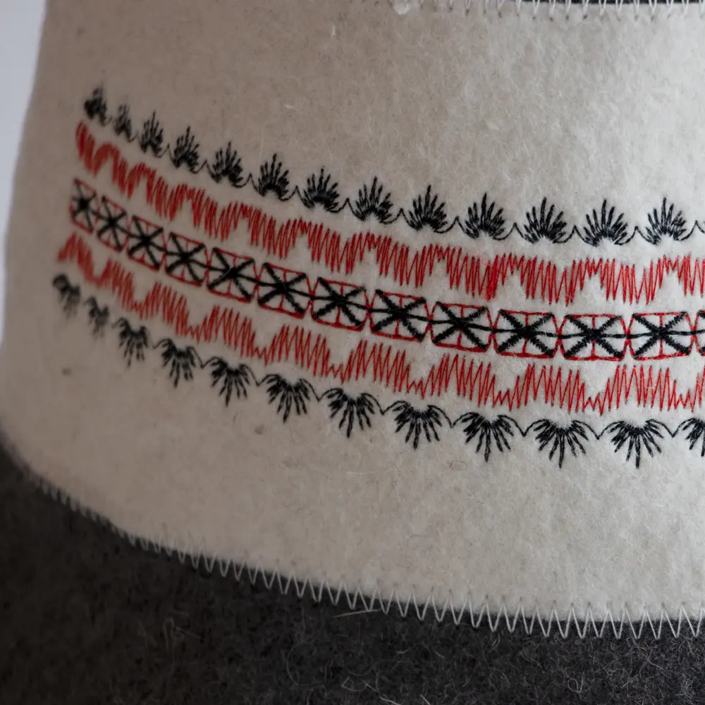 Famous 100% Wool Felt Sauna Hat with Nordic Embroidery Band | Heatproof Spa Cap for Sauna Room Factory, Products