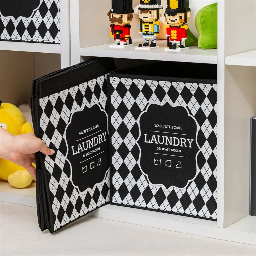 Custom Felt Collapsible Storage Bins with Handles Foldable Small Clothes Basket Exporters, Companies