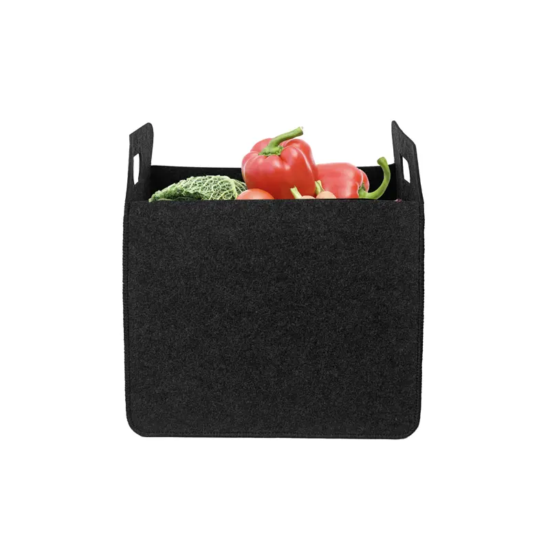 CE Certification BSCI Qualified Felt Storage Basket Black Color Foldable Toys Storage Basket Felt Factory, Product