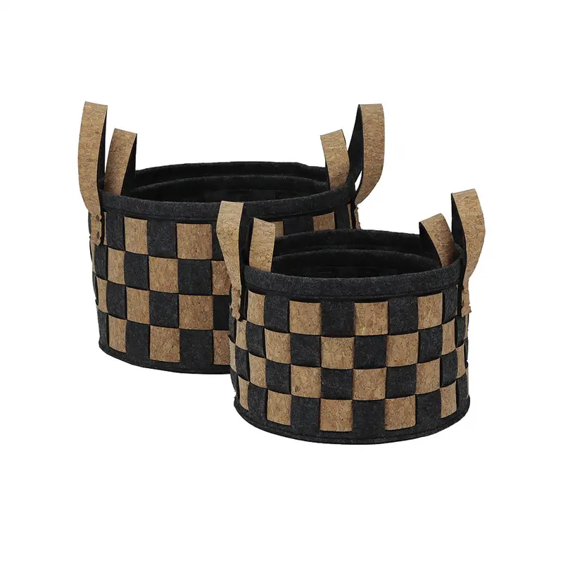 Famous Bedroom office use wood felt woven storage basket set Manufacturer, Pricelist
