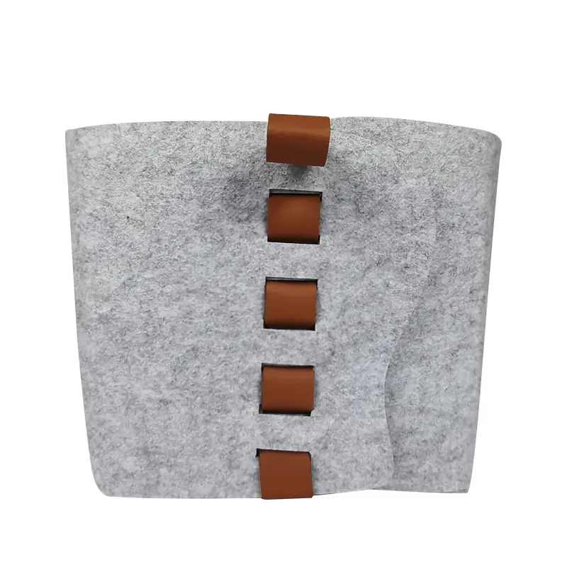 ODM Grey Color Felt Storage Basket with PU Handle Modern Style Basket Felt Supplier, Pricelist