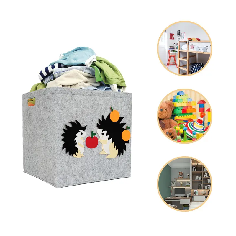 CE Certification Children's Storage Boxes Made of Felt Storage Basket for Shelving Baskets with Cute Children's Motifs Foldable Organiser as a Toy Box Company, Product
