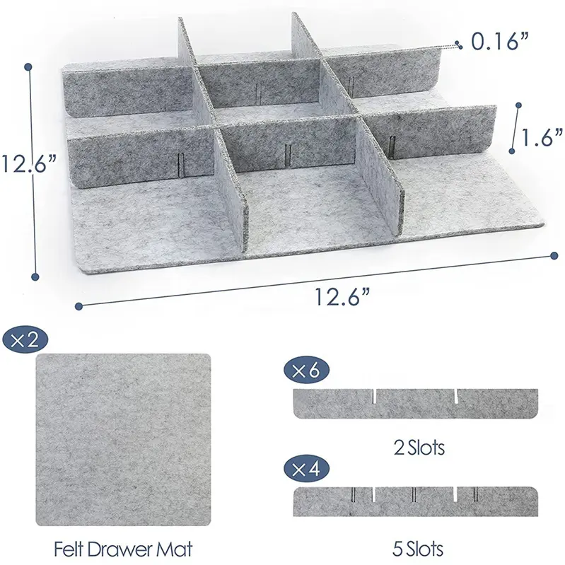 China Felt Adjustable Drawer Dividers Grid Drawer Separator for Socks Belt Ties Jewelry Supplier, Exporter