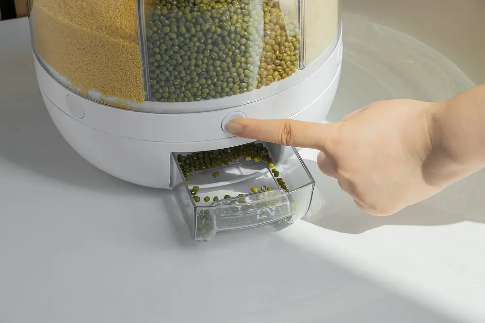 Famous Rice Dispenser Kitchen Moisture-Proof 6-Grid Rotating Food Grain Dispenser Storage Bin Rice Container Dispenser Quotes, Service