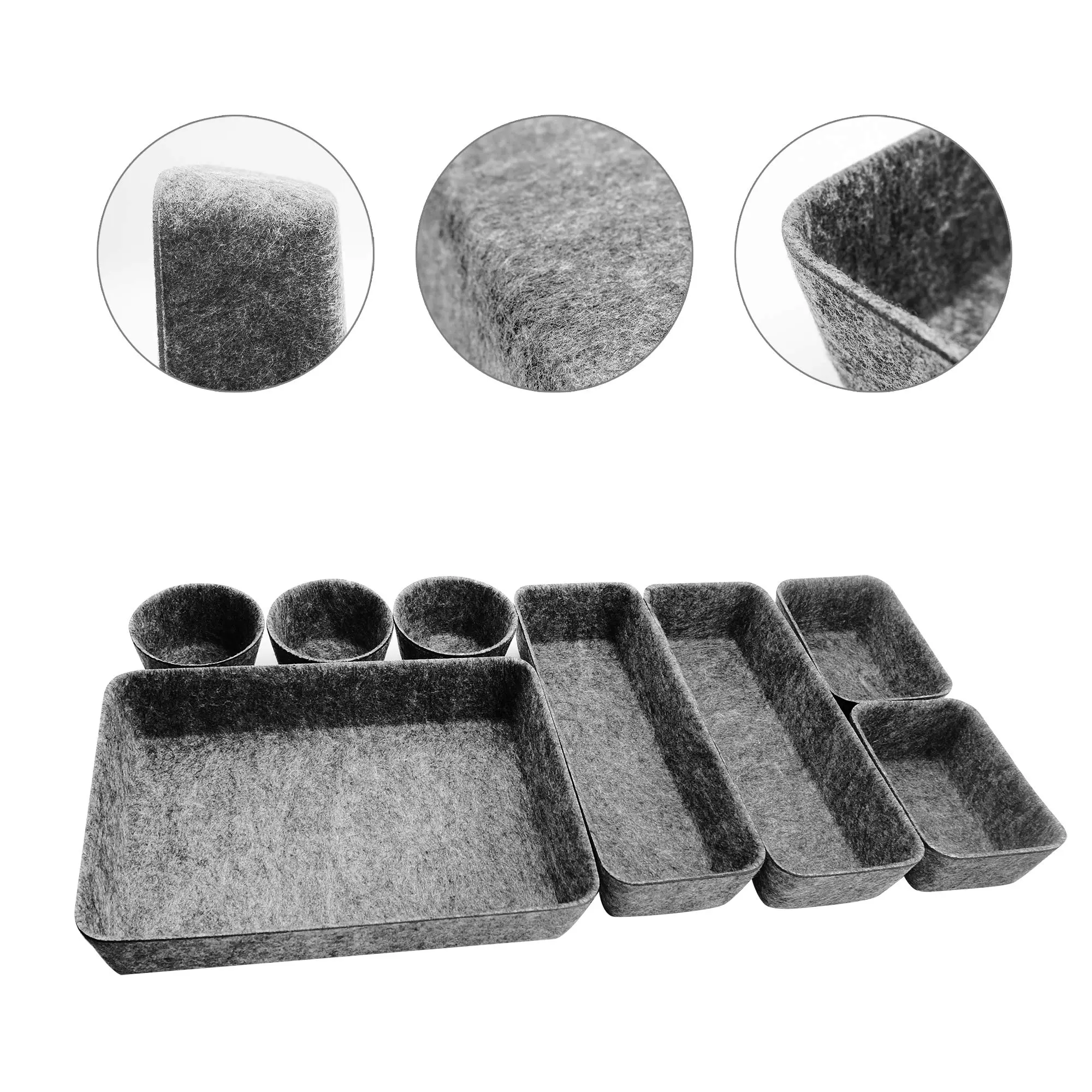 Wholesale Felt Drawer Organizer Felt Storage Bin Desk and Office Organizer Basket