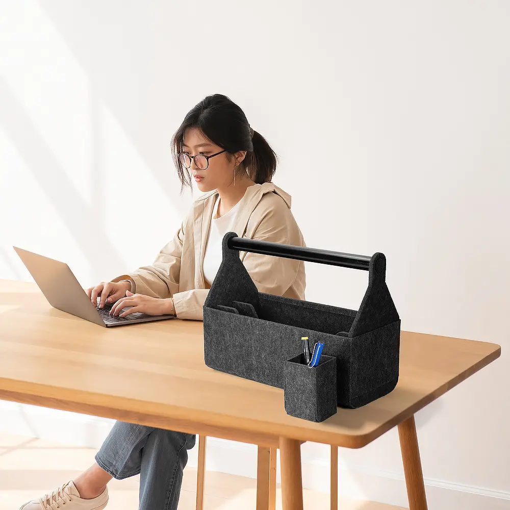 ODM New Arrival Felt Storage Basket With High Quality Wood Stick Office Storage Basket Manufacturers, Products